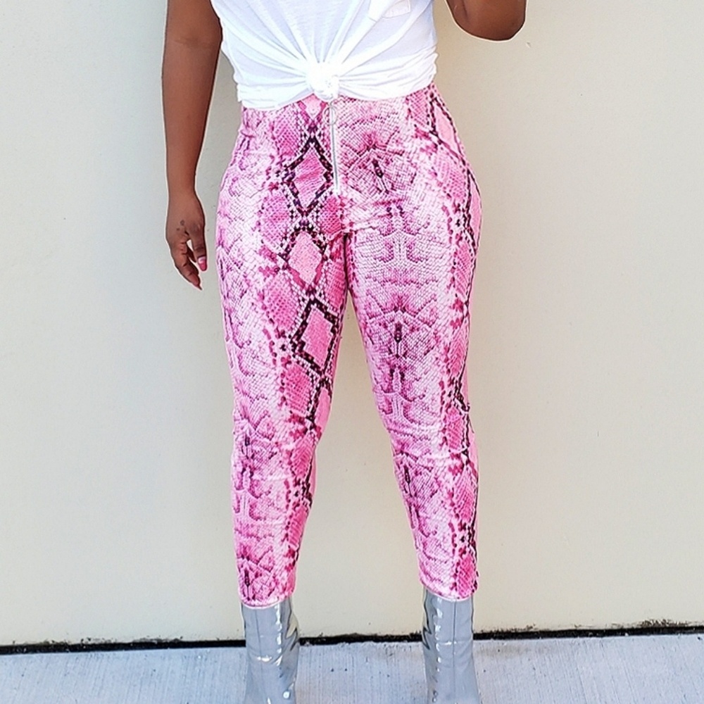Pink snakeskin pants